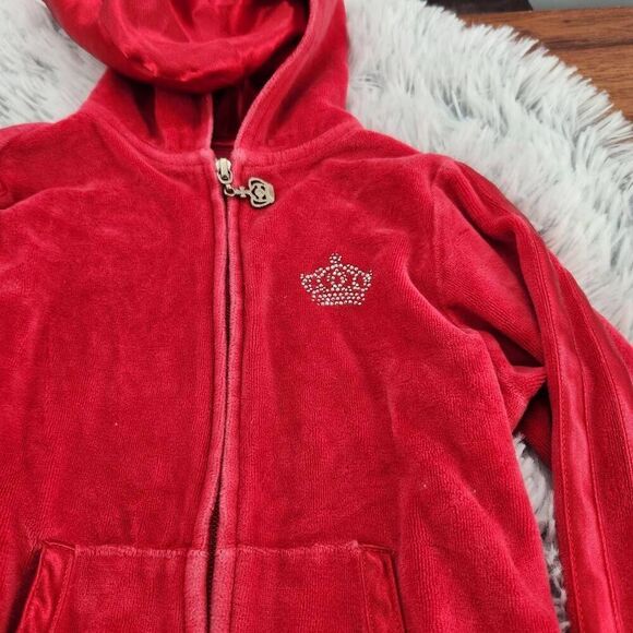 Girls Y2K Vintage Velour Tracksuit Red Arizona 2 Piece Girls Size 6 - Picture 3 of 11